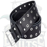 Premium Quality Double Prong Buckle Black Leather Kilt Belt | Battle of Kilts